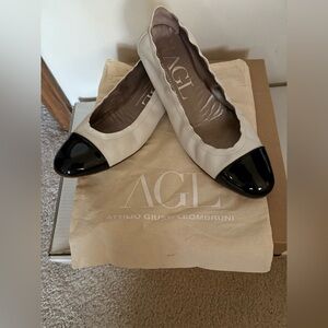 AGL Cream and Black Ballet Flats
